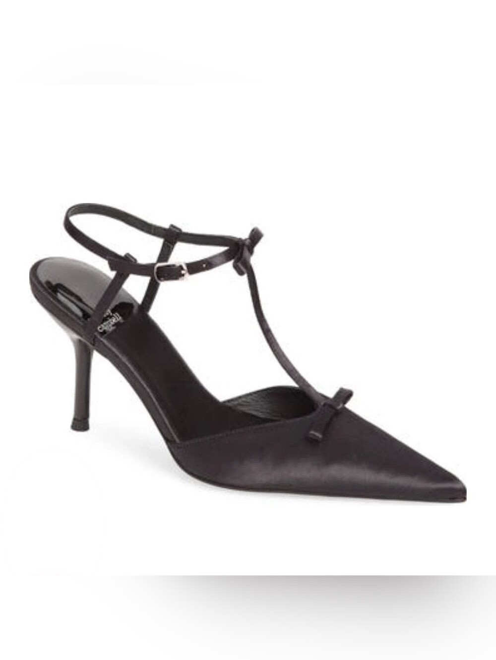 Jeffrey Campbell Playhouse T-Strap Heels in Black Satin